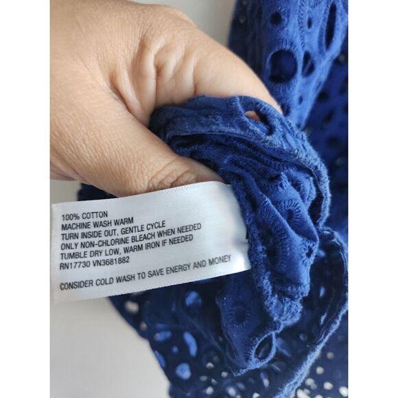 Lilly Pultizer Target Blue w/Bronze Detail Open Eyelet 100% Cotton Swim Cover 1X - Picture 7 of 7